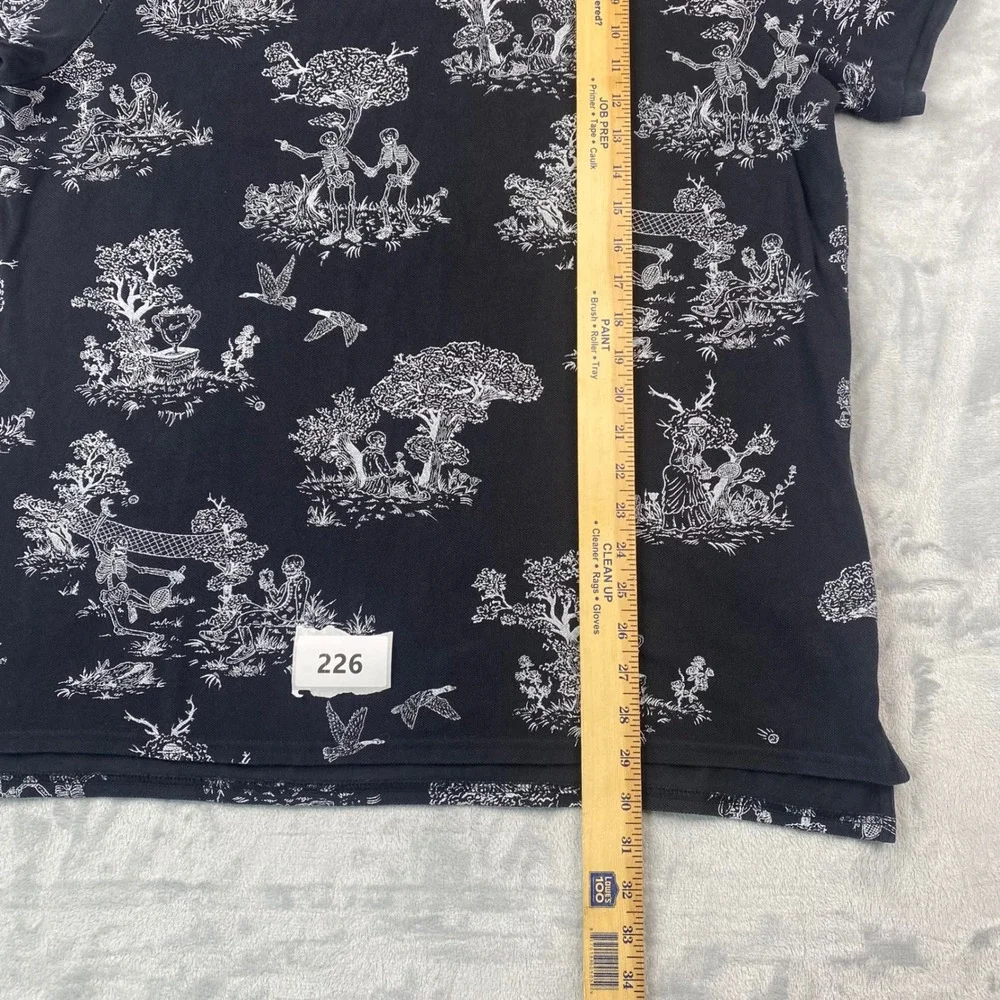 Vintage Andre Agassi Nike Tennis Shirt Men's XL Black Polo AOP Print Skeleton
